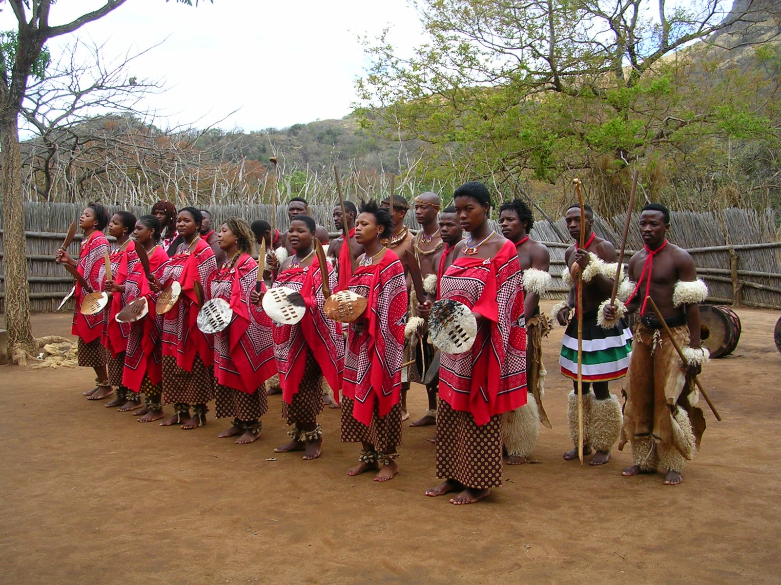 Swazis dancing in a cultural village show in Eswatini, 2006