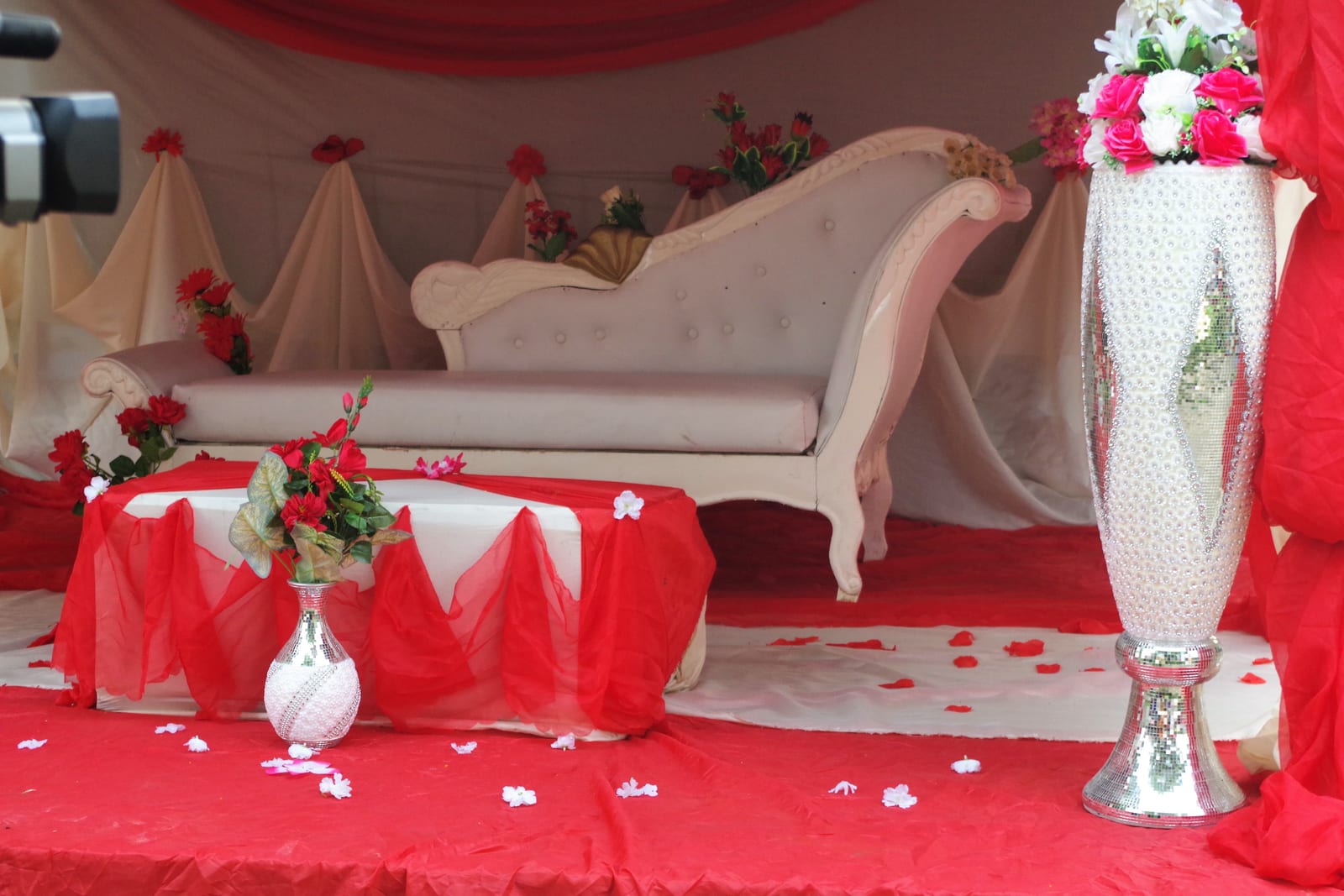 Decorated square ready to welcome the married at the Cotonou-Benin City Hall